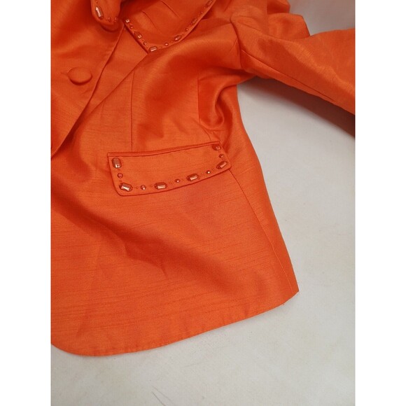 John Meyer Of Norwich / Le Suit Suit Set blazer jacket skirt Orange Beige Sz 14 - Picture 6 of 11